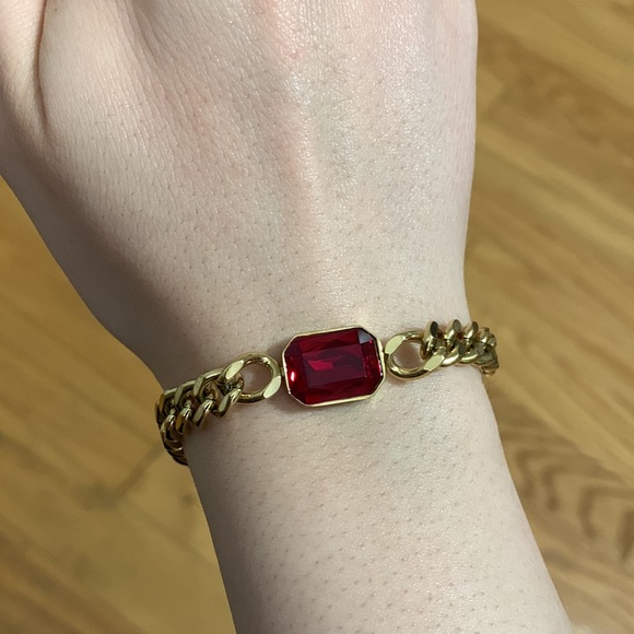 Ruby Gold Chain Bracelet and Necklace Set - Picture 10 of 17